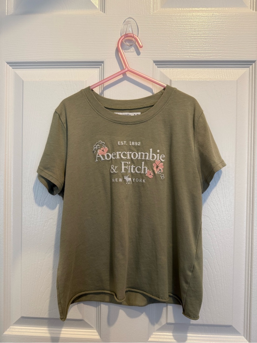 Abercrombie & Fitch Olive Green Floral Logo Tee
